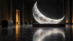 Crescent moon in the midnight gallery